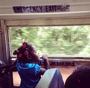 Girl on a bus in Belize