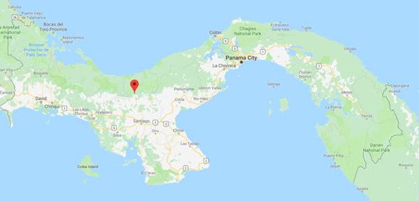 Google map image of Panama with Santa Fehighlighted
