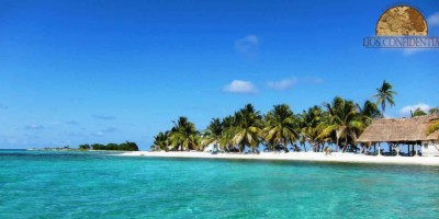 Beautiful clear water beach in Belize with a small property