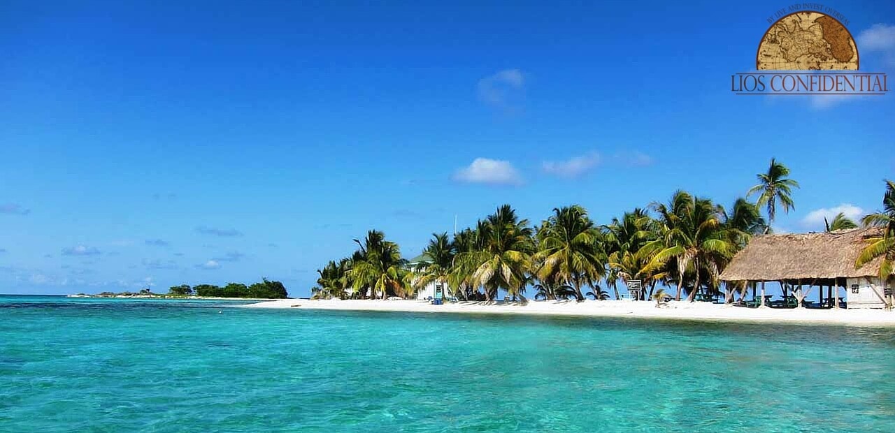 Beautiful clear water beach in Belize with a small property