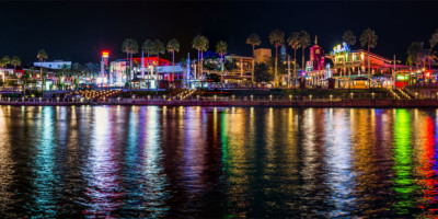 colorful building at the Orlando Citywalk at night