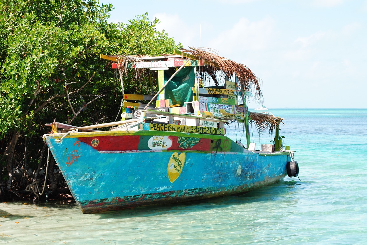 Quirky Boat With Slogans In Belize