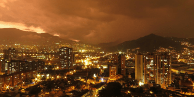 view of medellin city at night