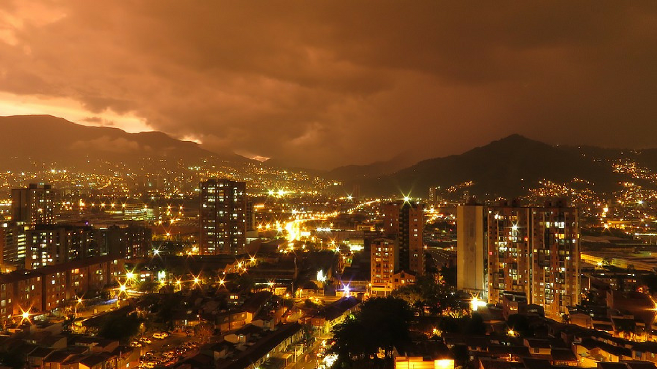 view of medellin city at night