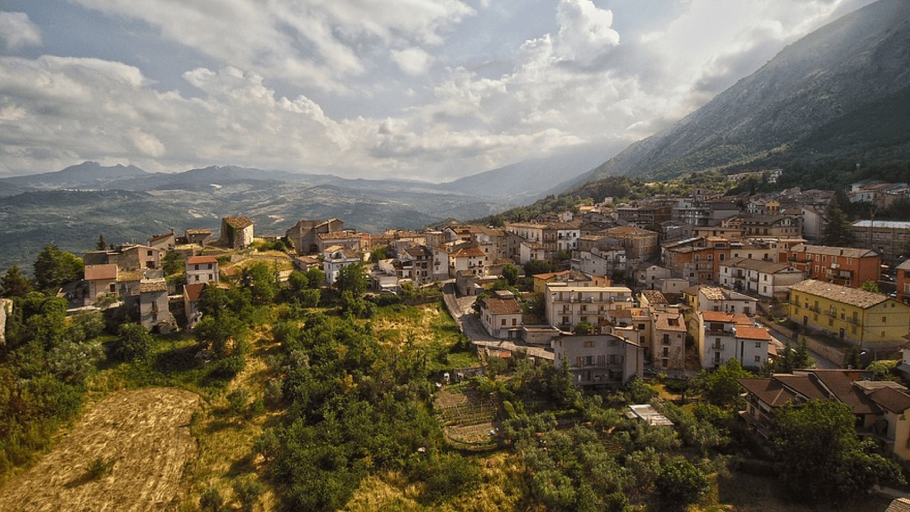 A hillside town in Abruzzo, Italy