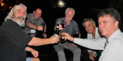 Lief and conference attendees enjoy a drink