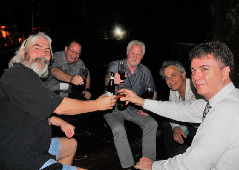 Lief and conference attendees enjoy a drink