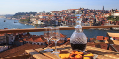 Port wine and some cakes in Porto, Portugal
