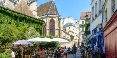 La Marais restaurant in Paris on a spring day.