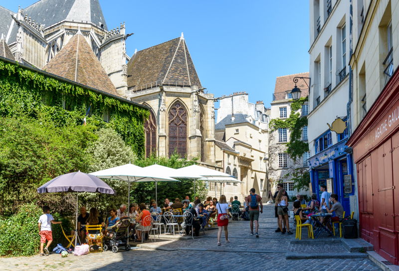 La Marais restaurant in Paris on a spring day.