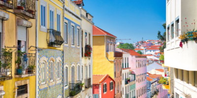 Colorful houses in the Lisbon sunshine