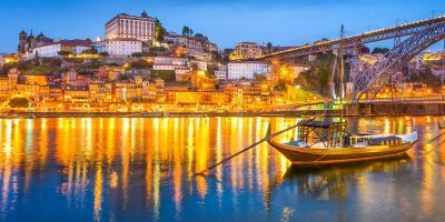 Porto, Portugal cityscape on the Douro River.