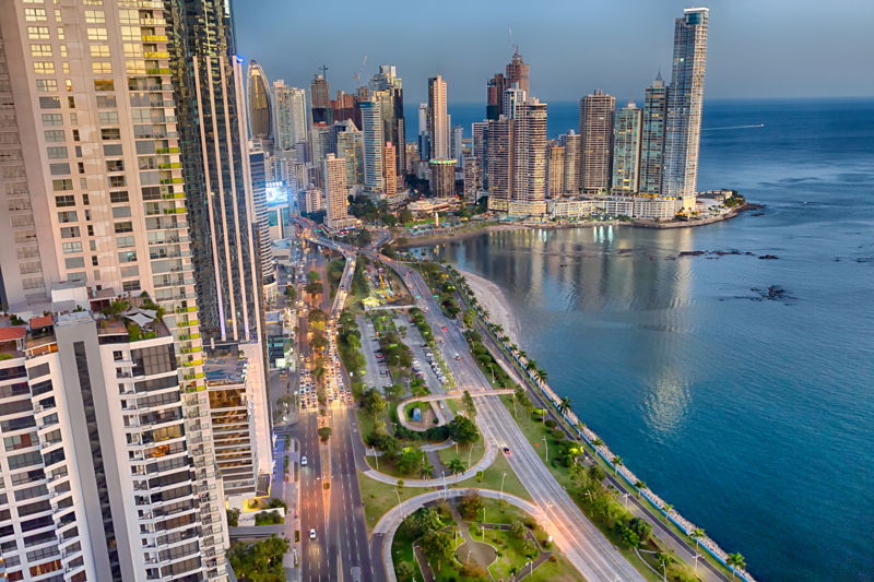 View across Panama City during a summer evening