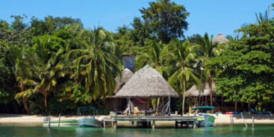 Caribbean hut on the ocean in Bocas Del Toro Panama