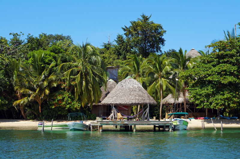 Caribbean hut on the ocean in Bocas Del Toro Panama