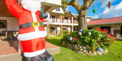 Christmas decorations santa outside houses in panama