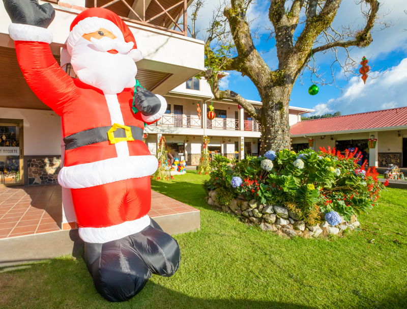 Christmas decorations santa outside houses in panama