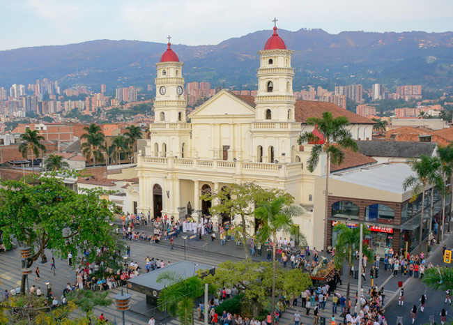 A church in Enviagado, a neighborhood in Medellin, Colombia