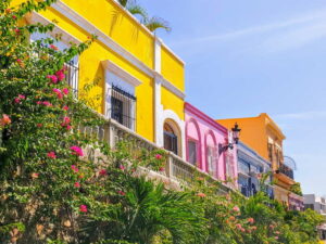 colorful houses in mazatlan mexico