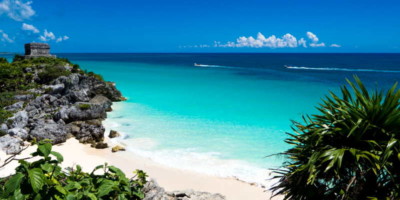 caribbean beach close to tulum mexico