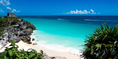 caribbean beach close to tulum mexico
