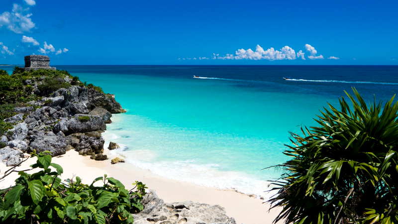 caribbean beach close to tulum mexico