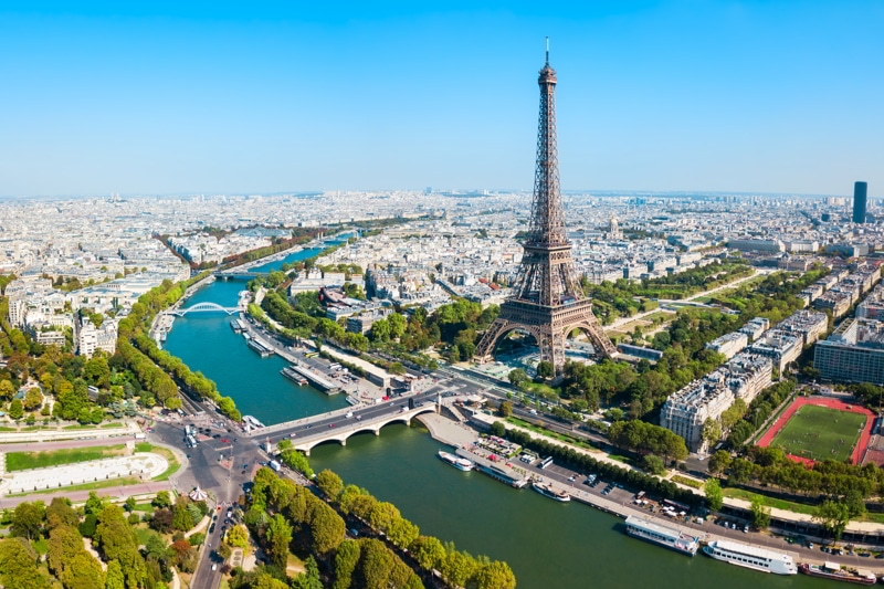 Tour Eiffel aerial view, Paris, France.