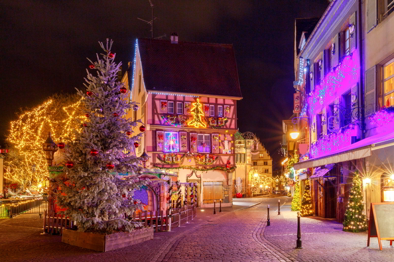 Christmas decorations in Alsace, France.