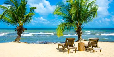 White beach on beautiful Belize.