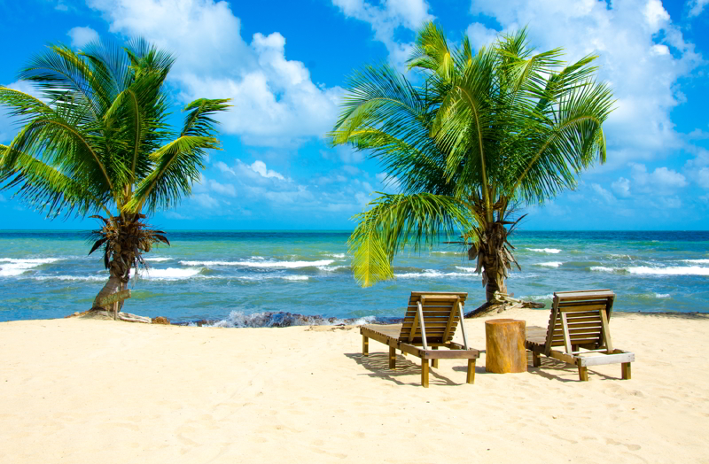 White beach on beautiful Belize.