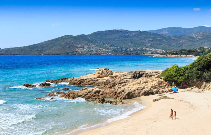 Beach at Penisola near Sagone, Corsica, France.