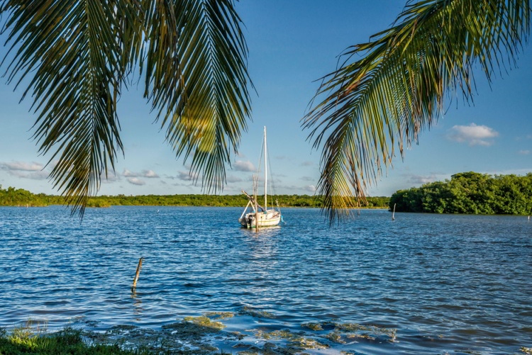 A boat at Copper Bank, Corozal District, Belize