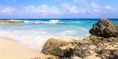 Caribbean sea scenery in Playa Del Carmen, Mexico.