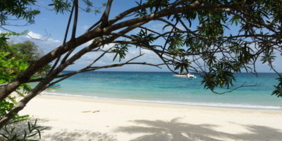 Tropical white sand beach on Contadora island