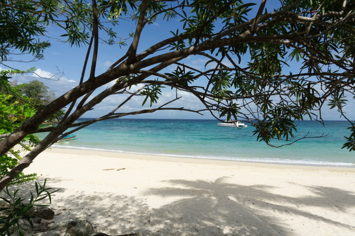 Tropical white sand beach on Contadora island