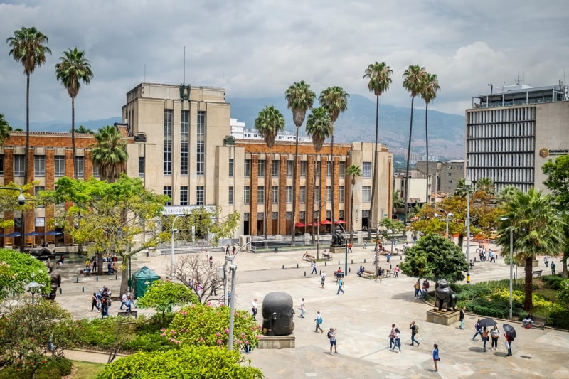 Antioquia Museum and Plaza Botero, Botero square, Medellín, Colombia.