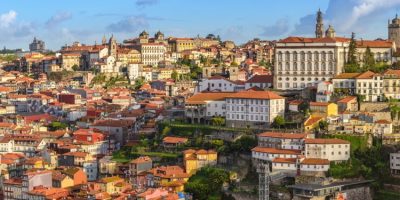 Porto Portugal city skyline at Porto Ribeira