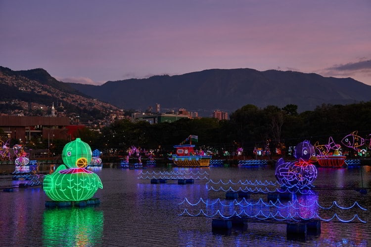 Christmas lights in the city of Medellin, Colombia