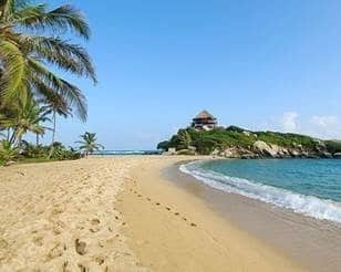 A white sand beach in Colombia