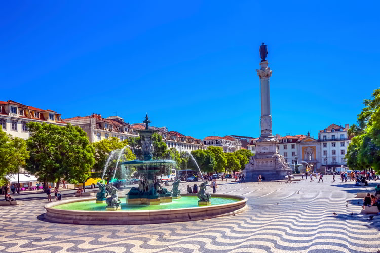 Column Pedro IV Fountain Rossio Square Lisbon, Portugal