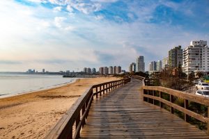 A white sand beach and a sunny day in Punta del Este, Uruguay