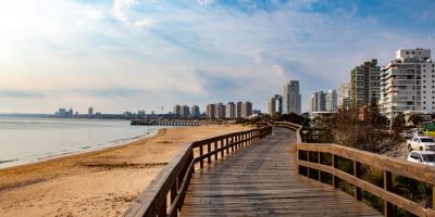 A white sand beach and a sunny day in Punta del Este, Uruguay