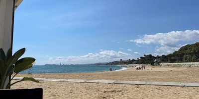 A white sand beach in Barcelona, Spain