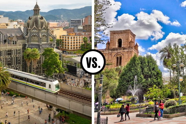Medellin, Colombia to the left and Cuenca, Ecuador to the right
