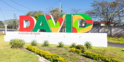 The welcome sign at the entrance of David City, Panama