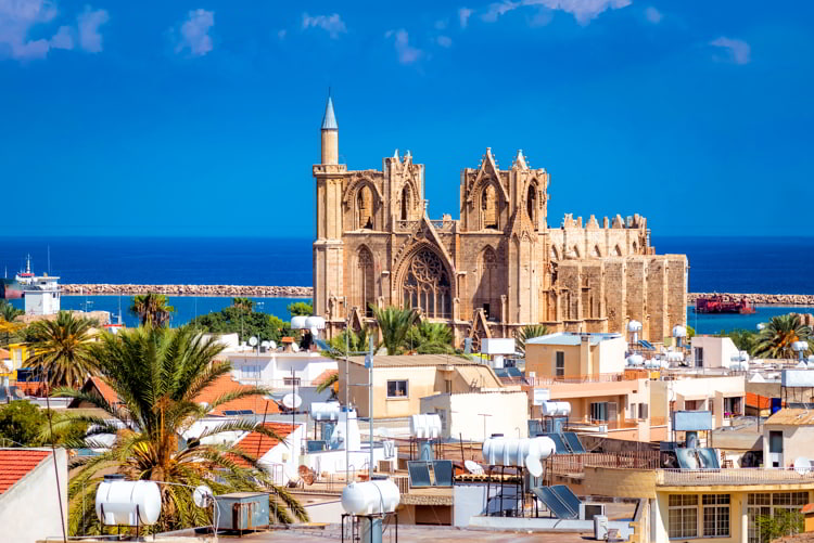 Lala Mustafa Pasha Mosque and Famagusta town, Cyprus