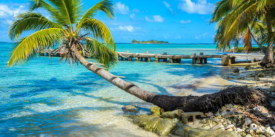 Paradise beach on island Caye Carrie Bow Cay Field Station, Belize