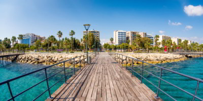 View from old wooden pier in Limassol, Cyprus