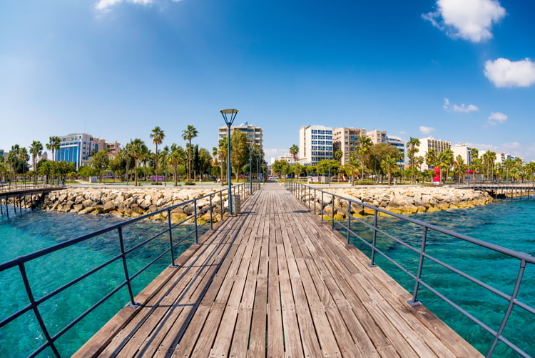 View from old wooden pier in Limassol, Cyprus