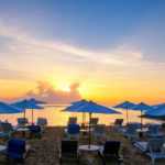 Sunrise over beautiful Sanur beach on Bali, Indonesia.